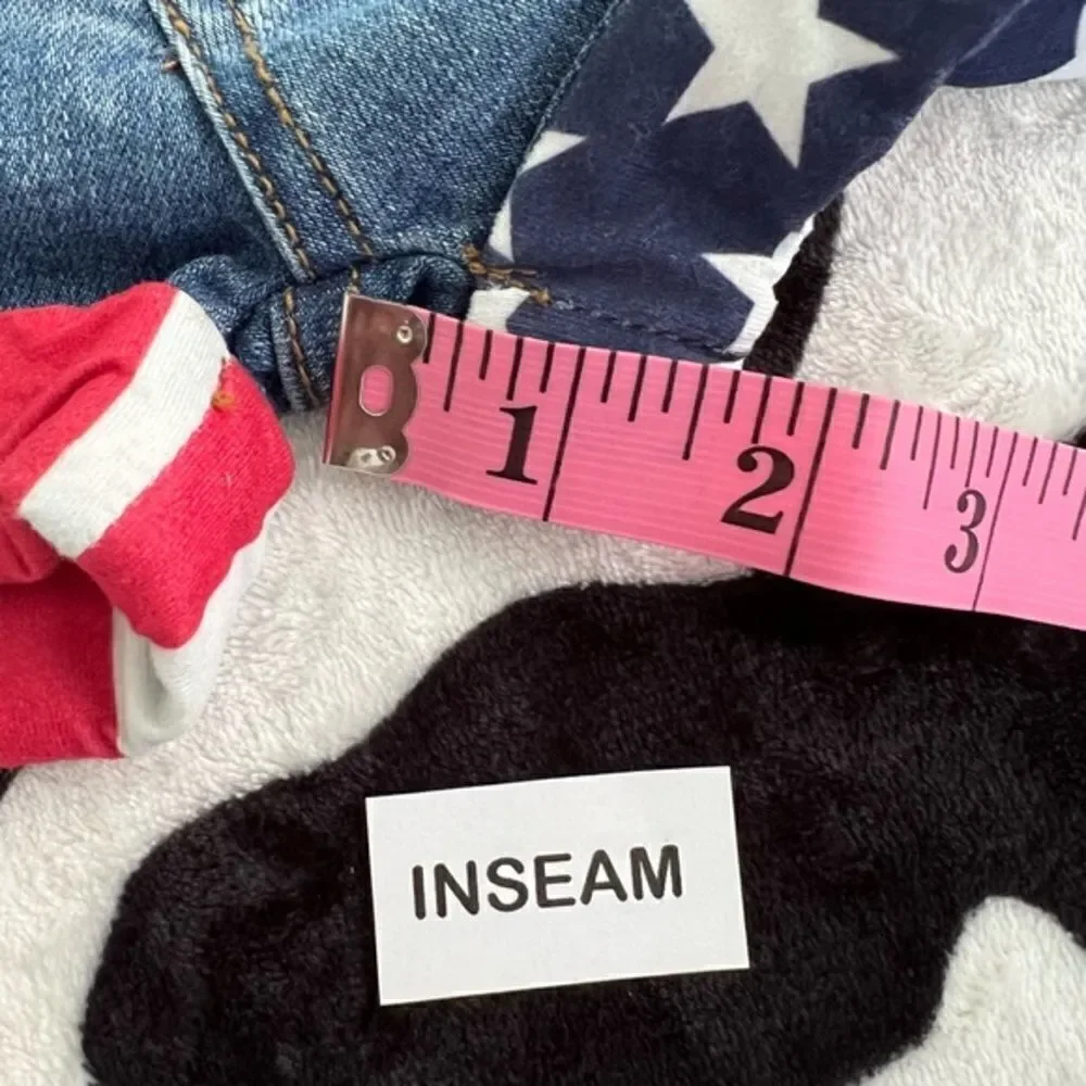 Stars and Stripes Distressed Denim Short Set 3XS (6-12 months) 4th of July Girls - Picture 12 of 16